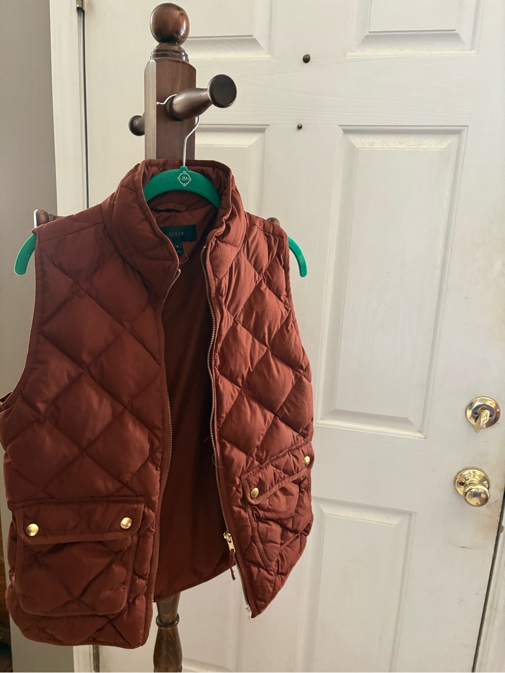 J. Crew Quilted Puffer Vest in Rust Brown